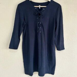free people lace up neck sweatshirt dress size medium
